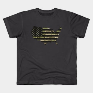 USA Flag - Multicam Black Kids T-Shirt